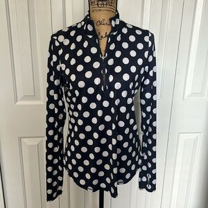 Jofit Navy & White Polka Dot Quarter Zip Pullover